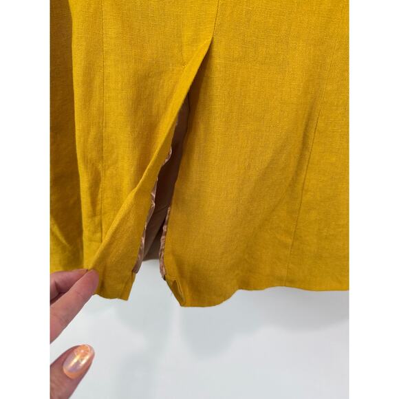 Unique21 Linen Blend One Button Casual Relaxed Boyfriend Blazer Size 8 Yellow - Picture 7 of 10